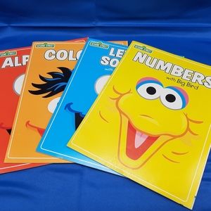 Seaseme Street Numbers, Colors, Alphabet, Letter Sounds work with me books. Set4